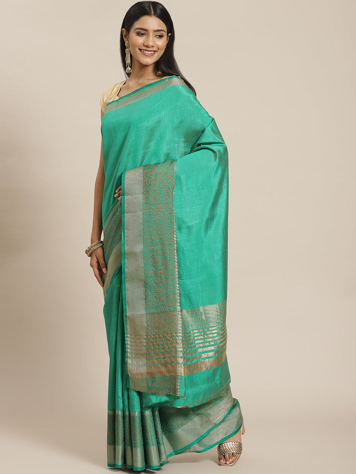 Plain Zari Border Art Handloom Woven Saree