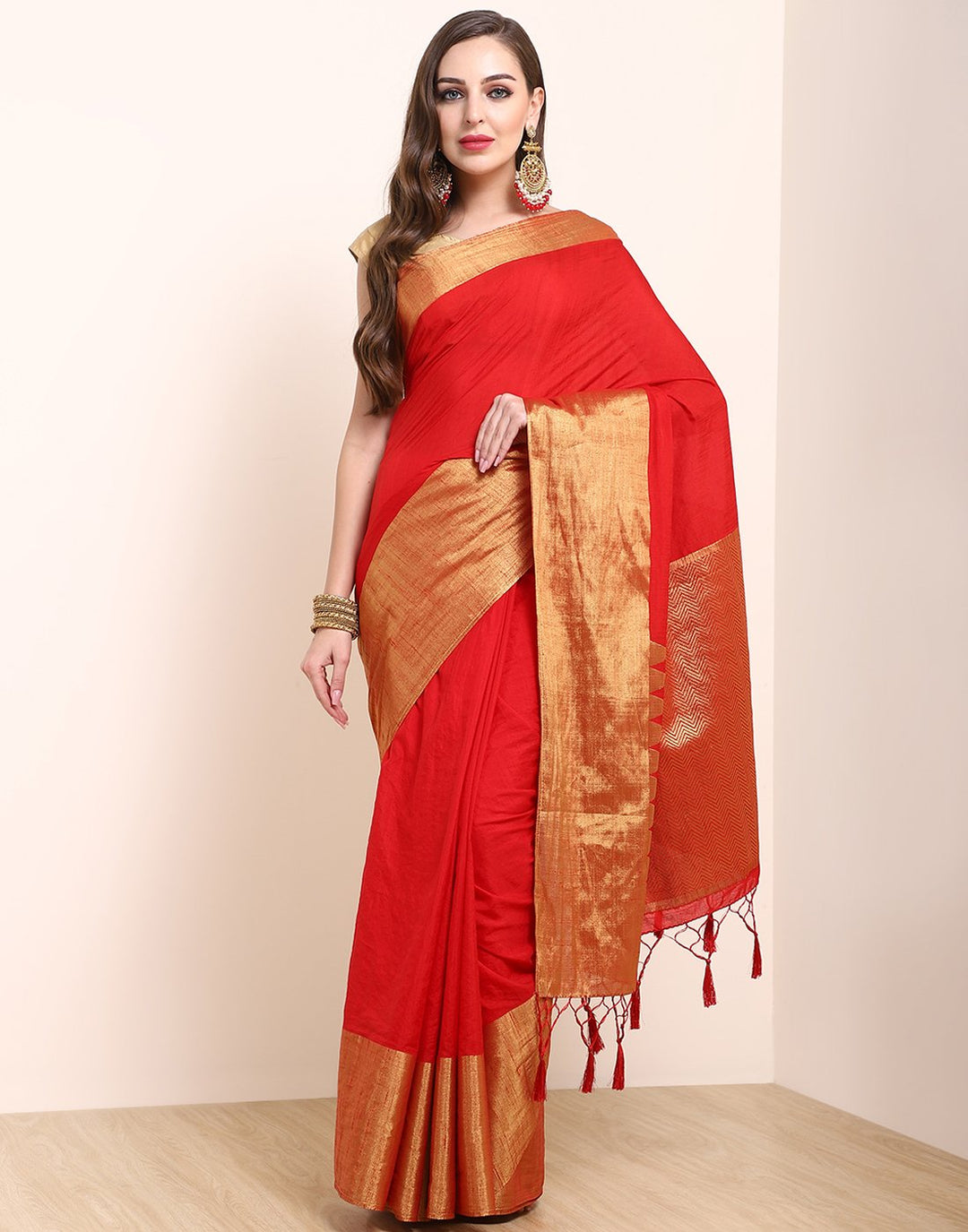 Red Art Handloom Saree