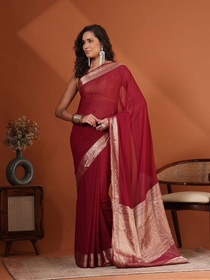 Plain Chiffon Saree