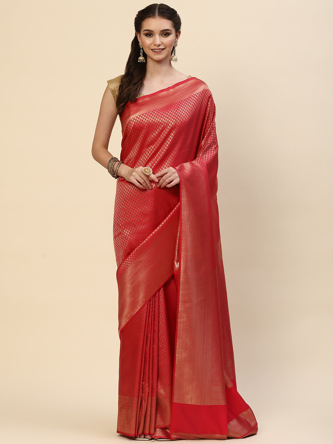 Brocade Zari Jaal Handloom Woven Saree