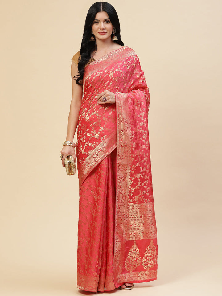 Zari Jaal Satin Woven Saree