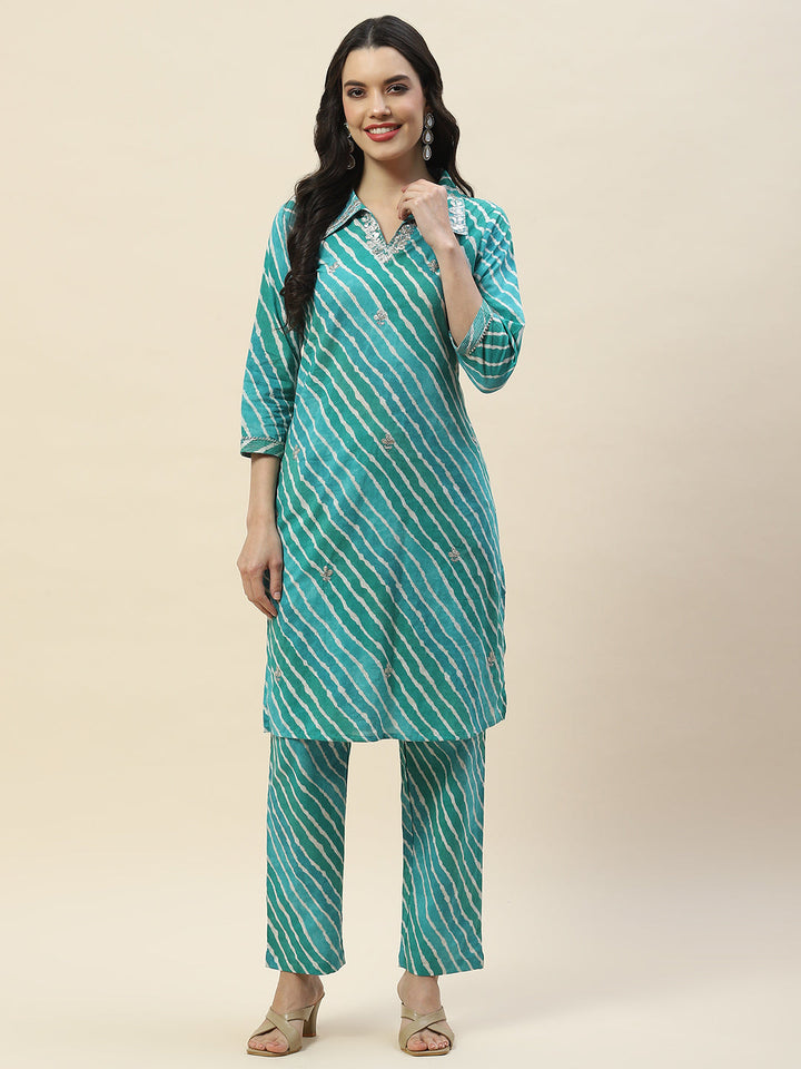 Printed Cotton Kurta With Pants