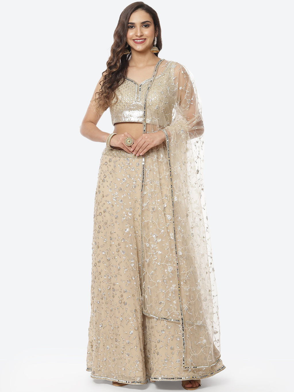 Embroidered Georgette Lehenga Choli With Net Dupatta