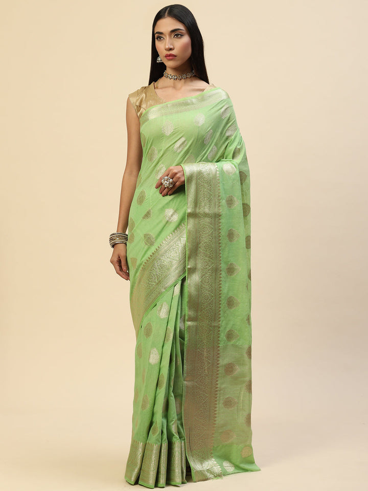 Zari Border Booti Handloom Woven Saree