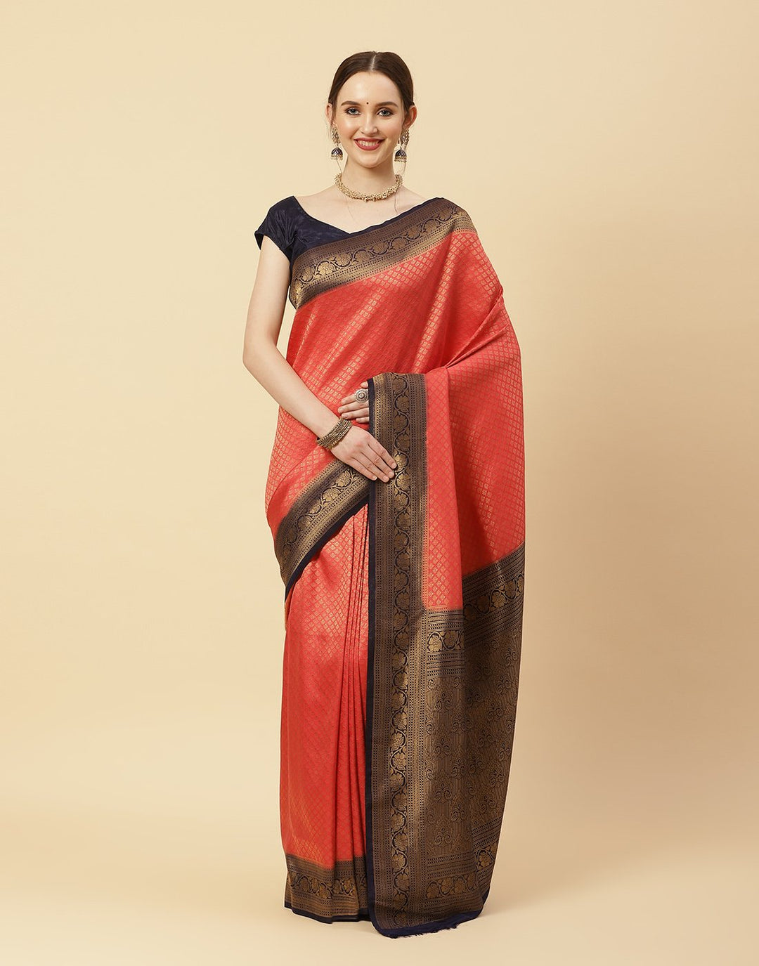 Woven Brocade Zari Booti Art Handloom Saree