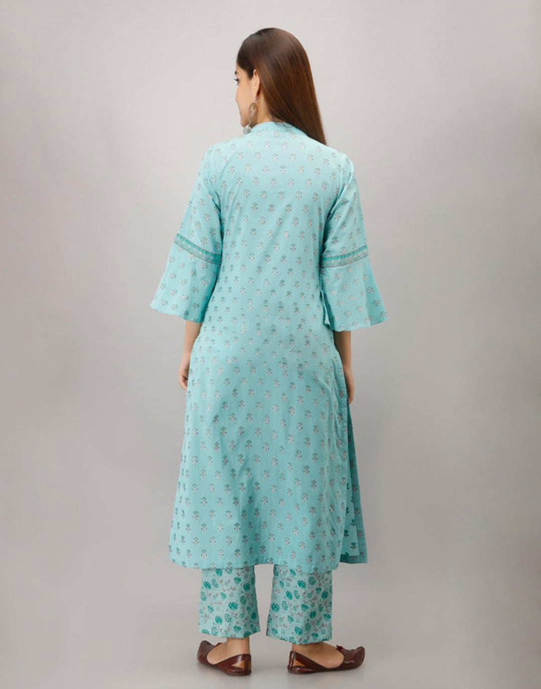 Printed Cotton Kurti And Pant With Bell Sleeves