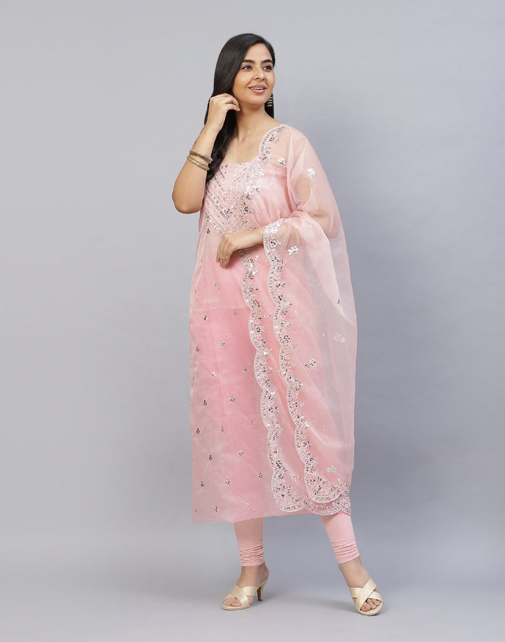 Embroidered Organza Kora Suit Piece