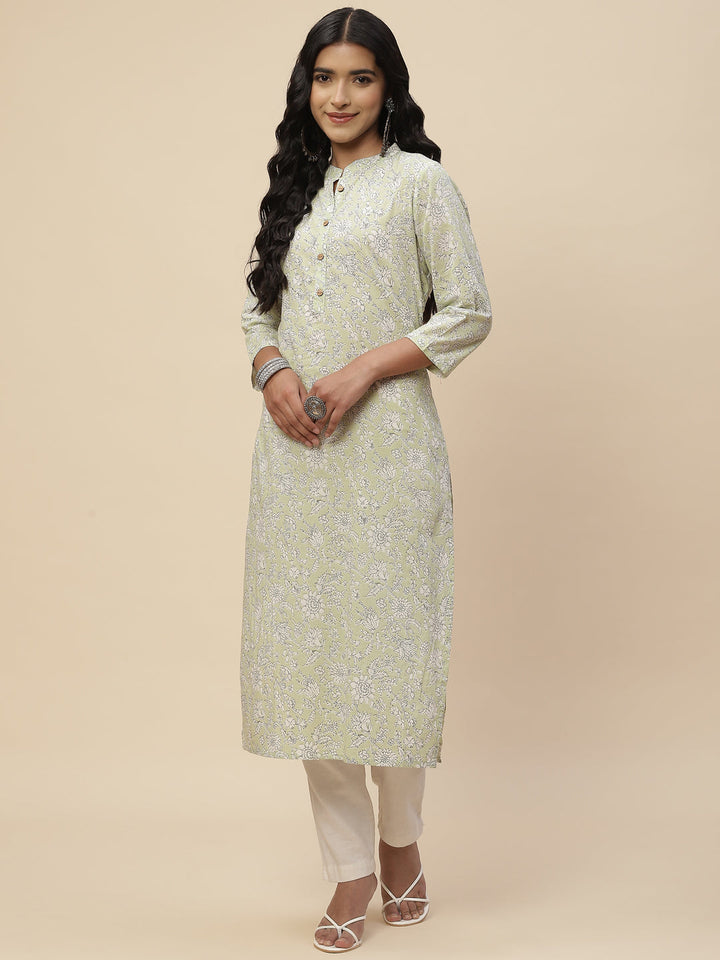 Floral Printed Cotton Kurta