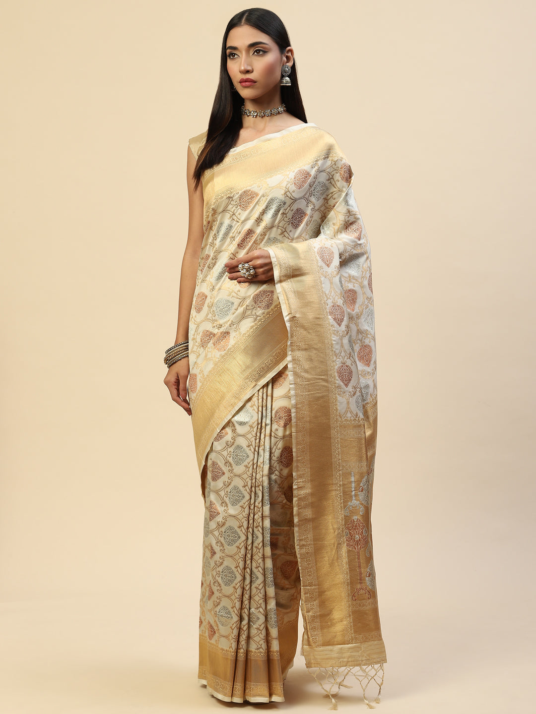 Zari Jaal Banarasi Woven Saree
