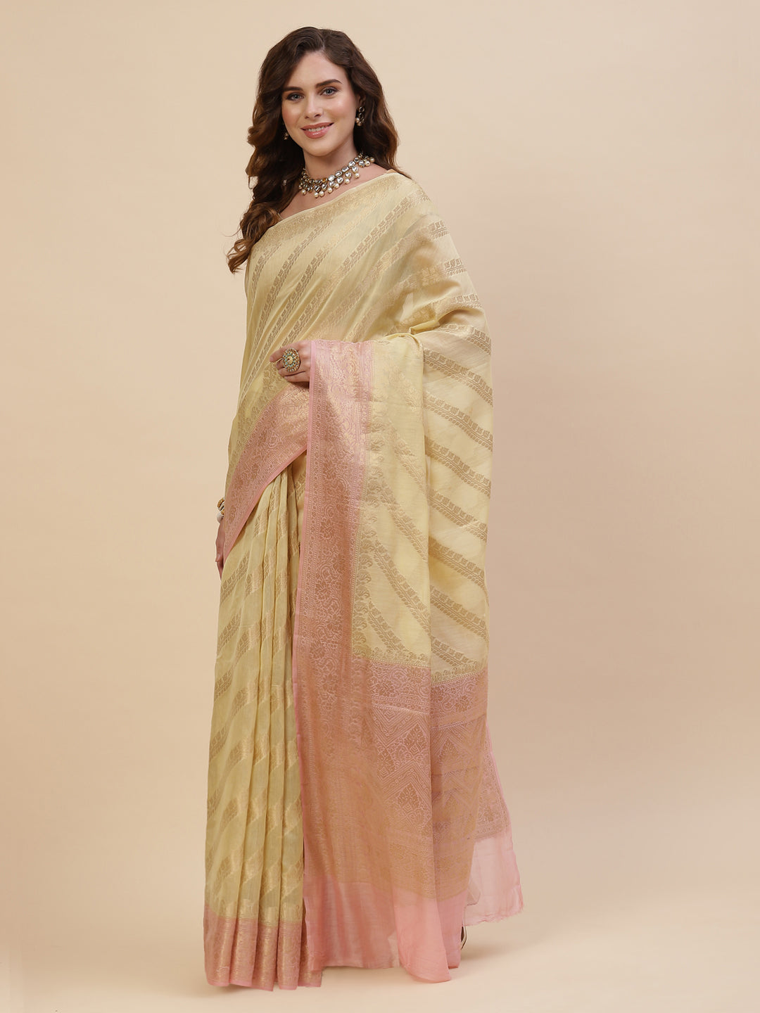 Zari Jaal Cotton Woven Saree
