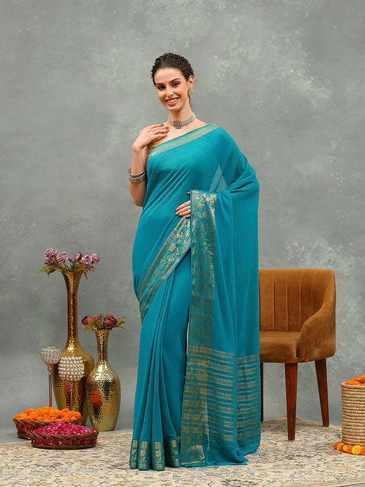 Zari Border Chiffon Woven Saree
