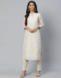 Embroidered Chanderi Kurti Set