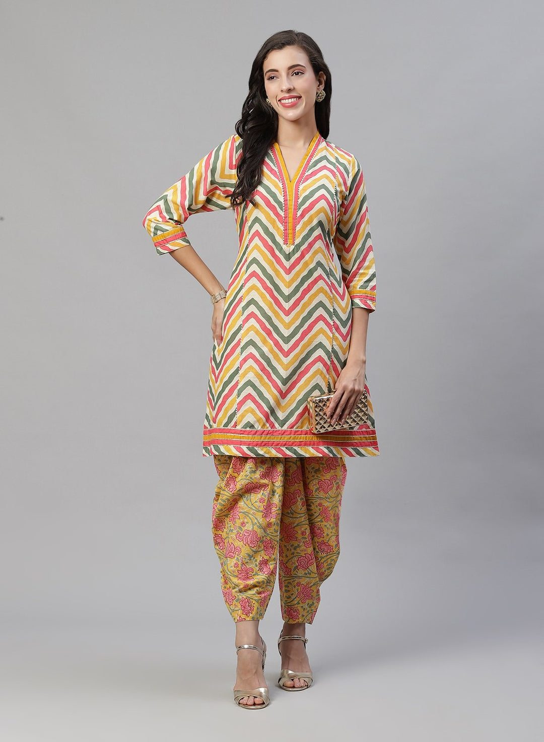 Printed Cotton Kurti With Dhoti Pant