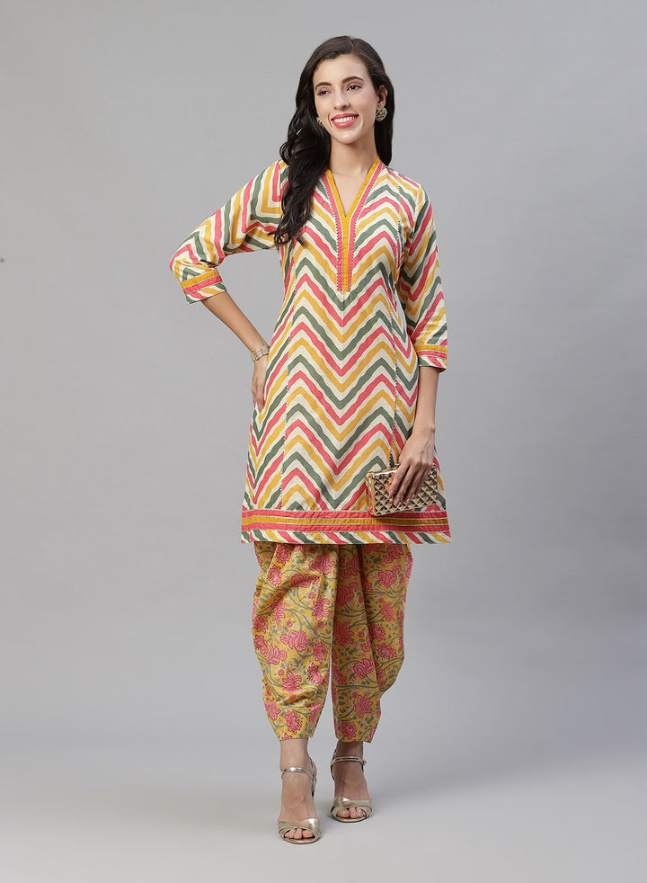 Printed Cotton Kurti With Dhoti Pant