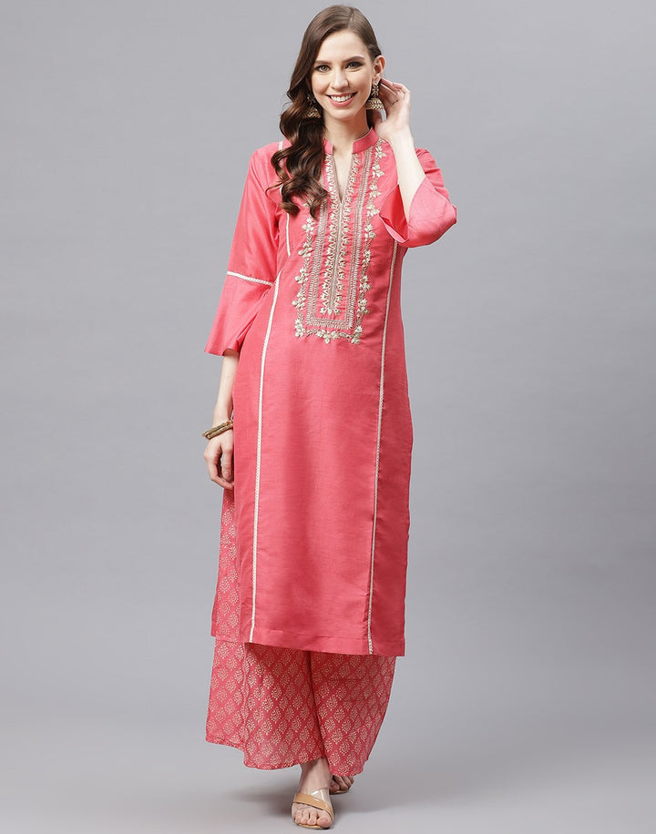 Elegant Chanderi Kurta Plazzo Set