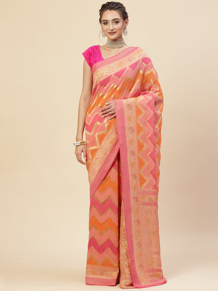 Zig Zag Georgette Plain Saree
