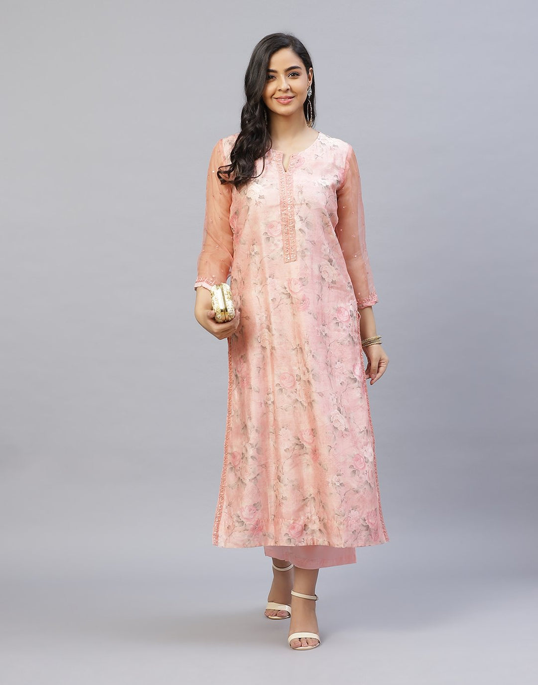 Chanderi Printed Kurti Palazzo Set