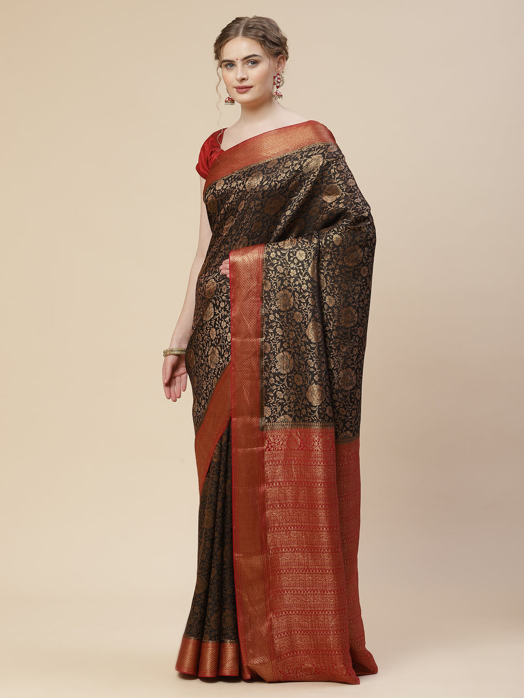 Brocade Crepe Plain Saree
