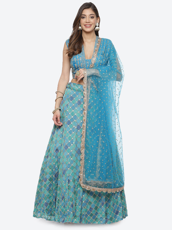 Sequence Work Georgette Choli With Lehenga &amp; Net Dupatta