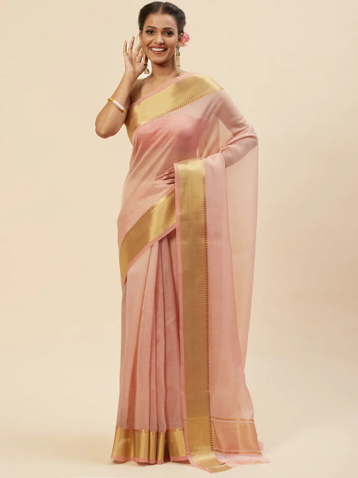 Plain Zari Border Handloom Woven Saree
