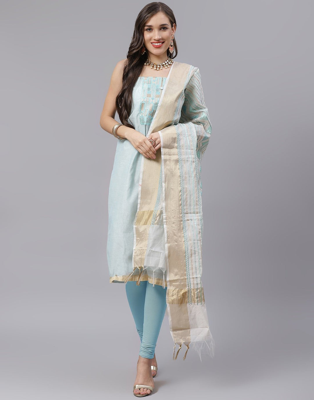 Chanderi Thread work Suit Piece