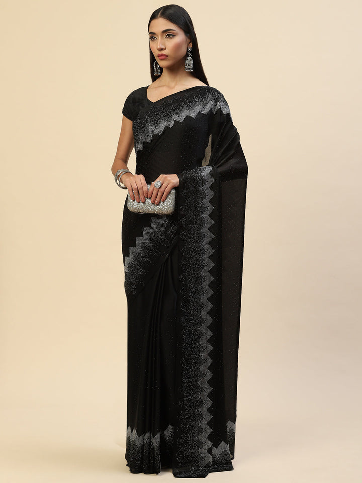 Swarovski Embroidered Satin Saree
