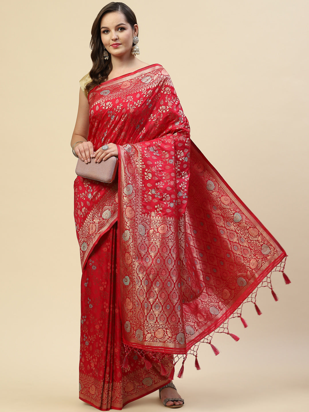 Zari Jaal Handloom Woven Saree