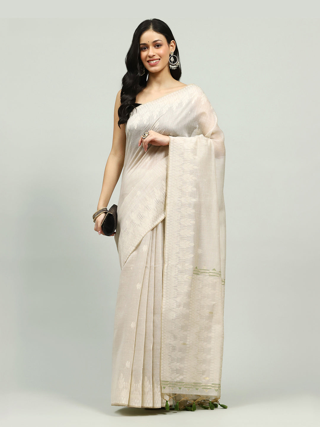 Embroidered Border Booti Art Silk Saree