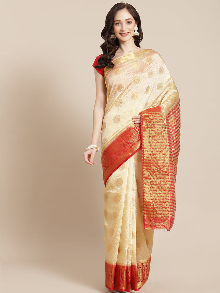 Zari Border Booti Art Handloom Woven Saree