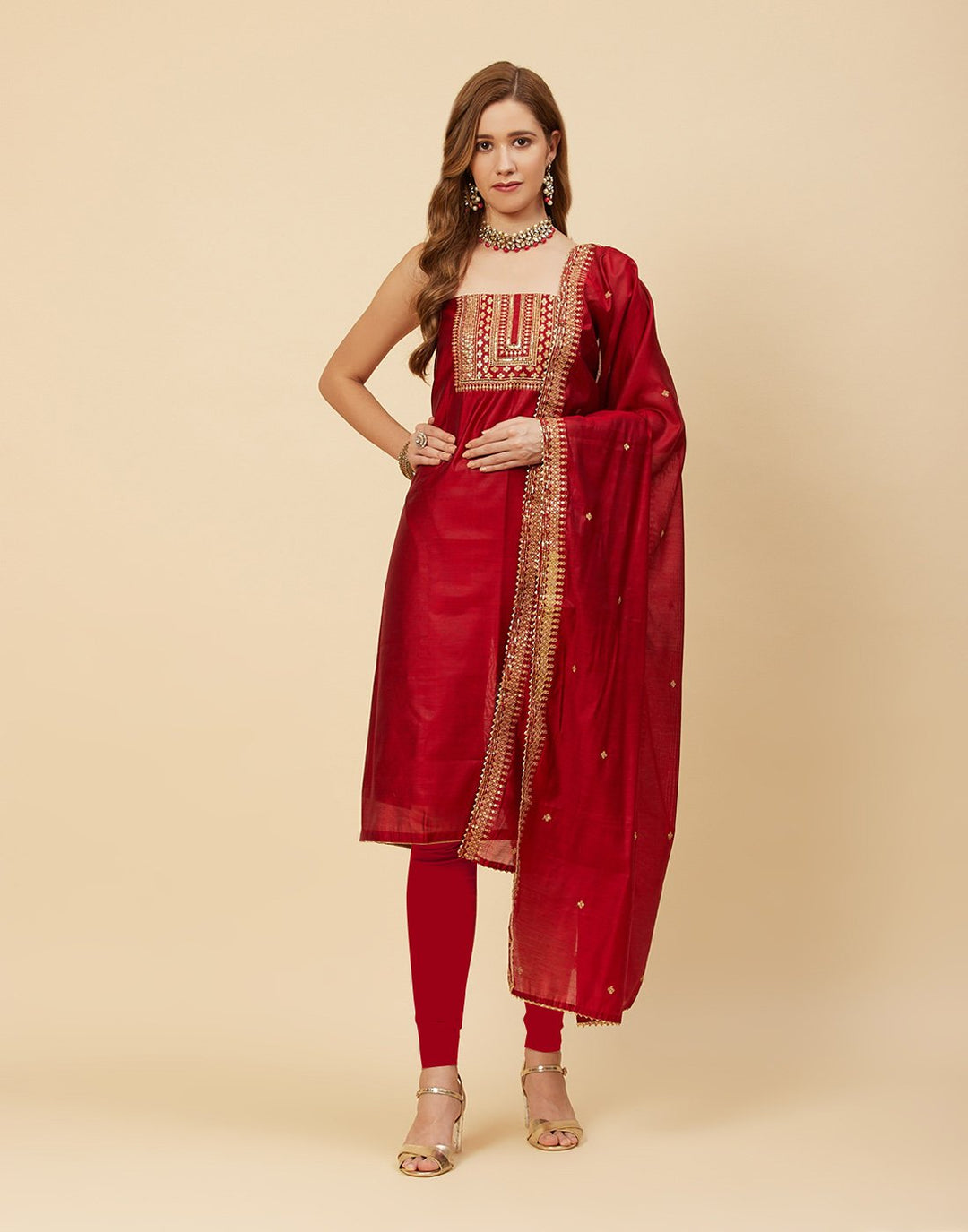 Embroidered Chanderi Suit Piece