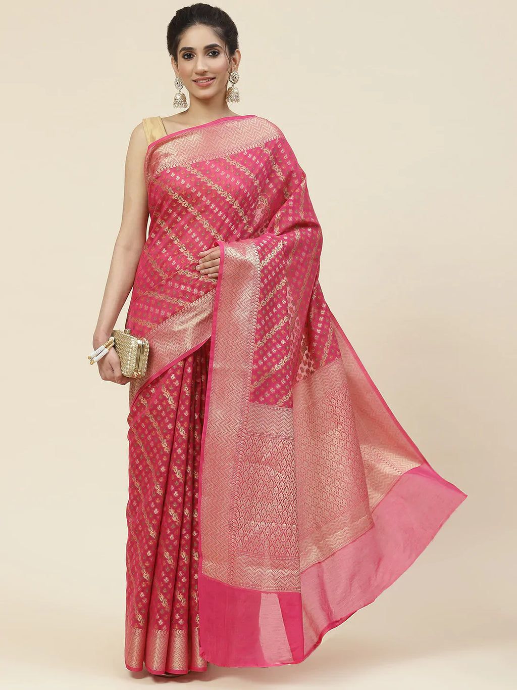 Zari Booti Cotton Woven Saree