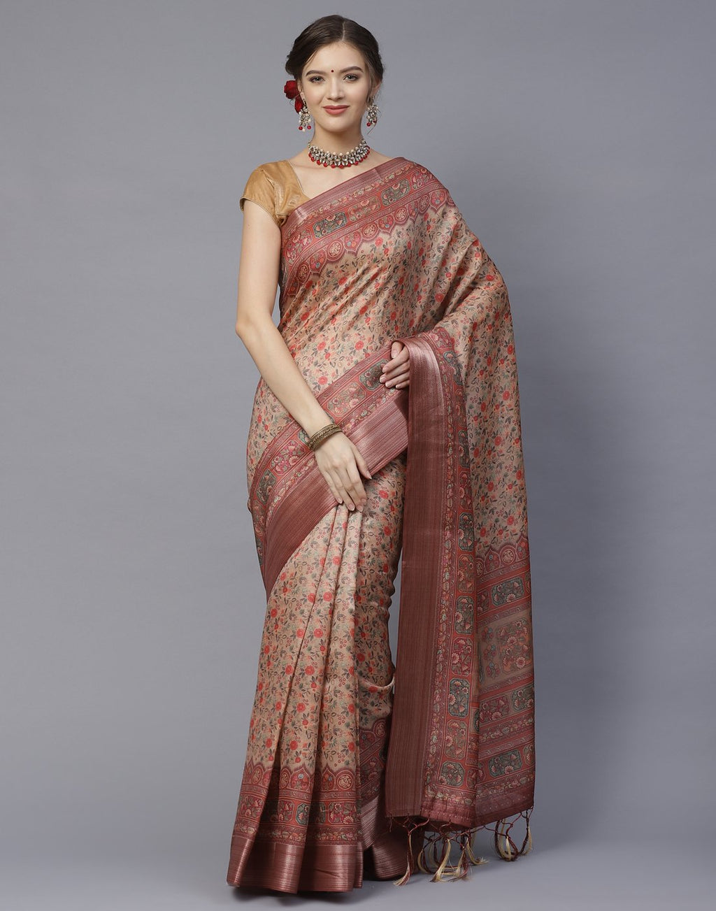 Digital Floral Printed Art Handloom Saree