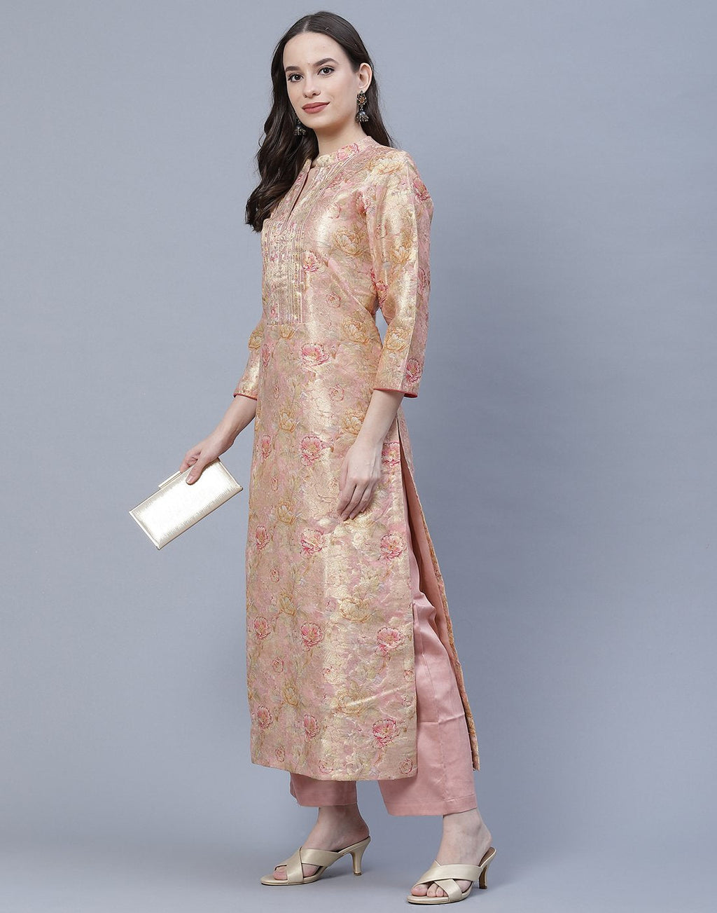 Chanderi Printed Kurti Pant Set