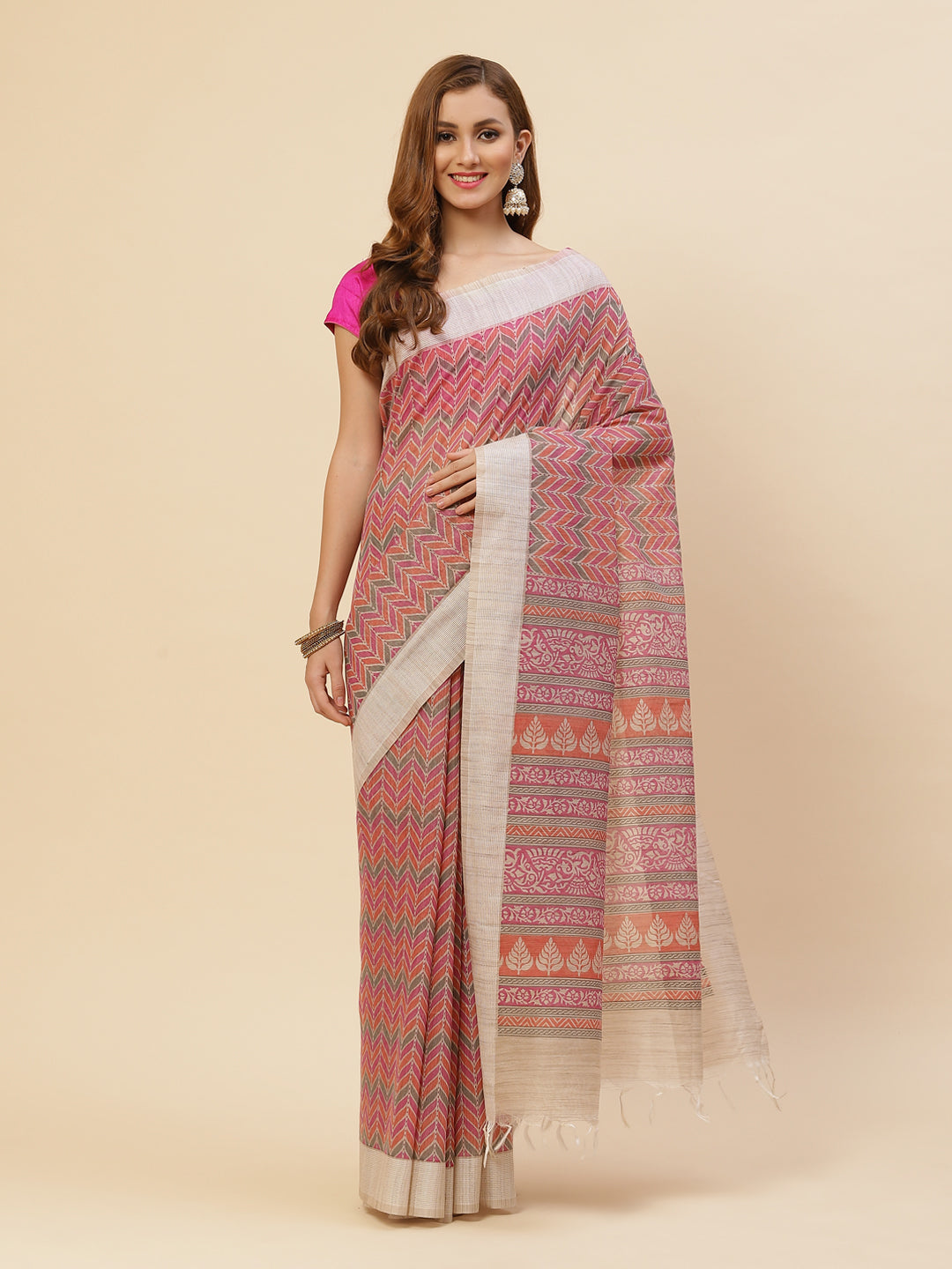 Resham Border Printed Cotton Saree