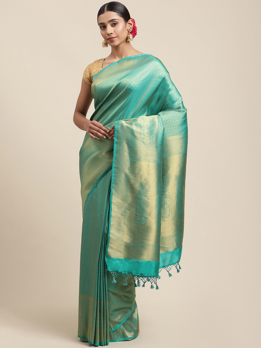 Brocade Zari Jaal Art Handloom Woven Saree