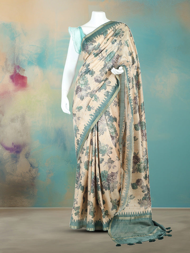 Digital Floral Printed Art Silk Saree