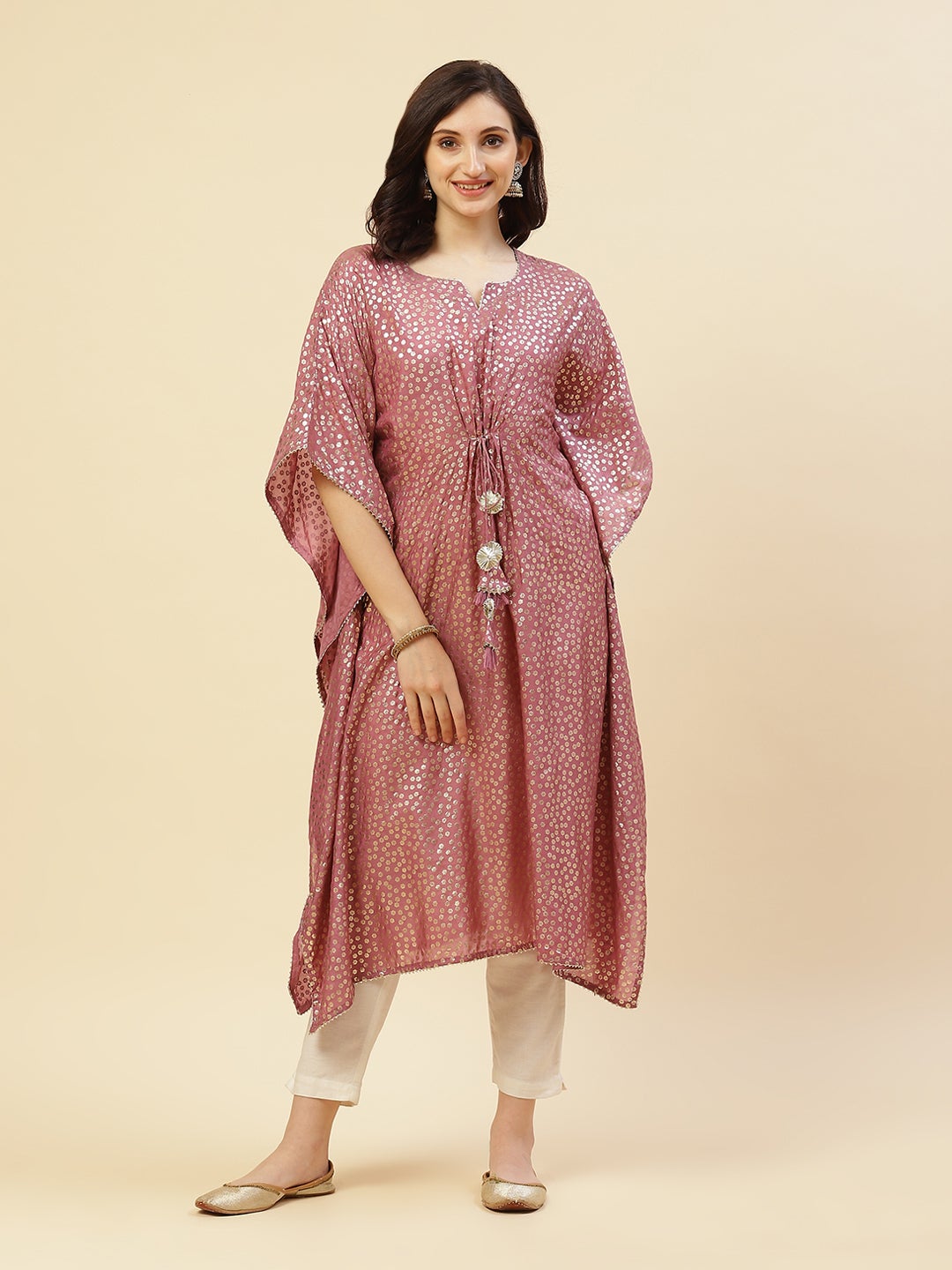 Foil Printed Cotton Muslin Kaftan