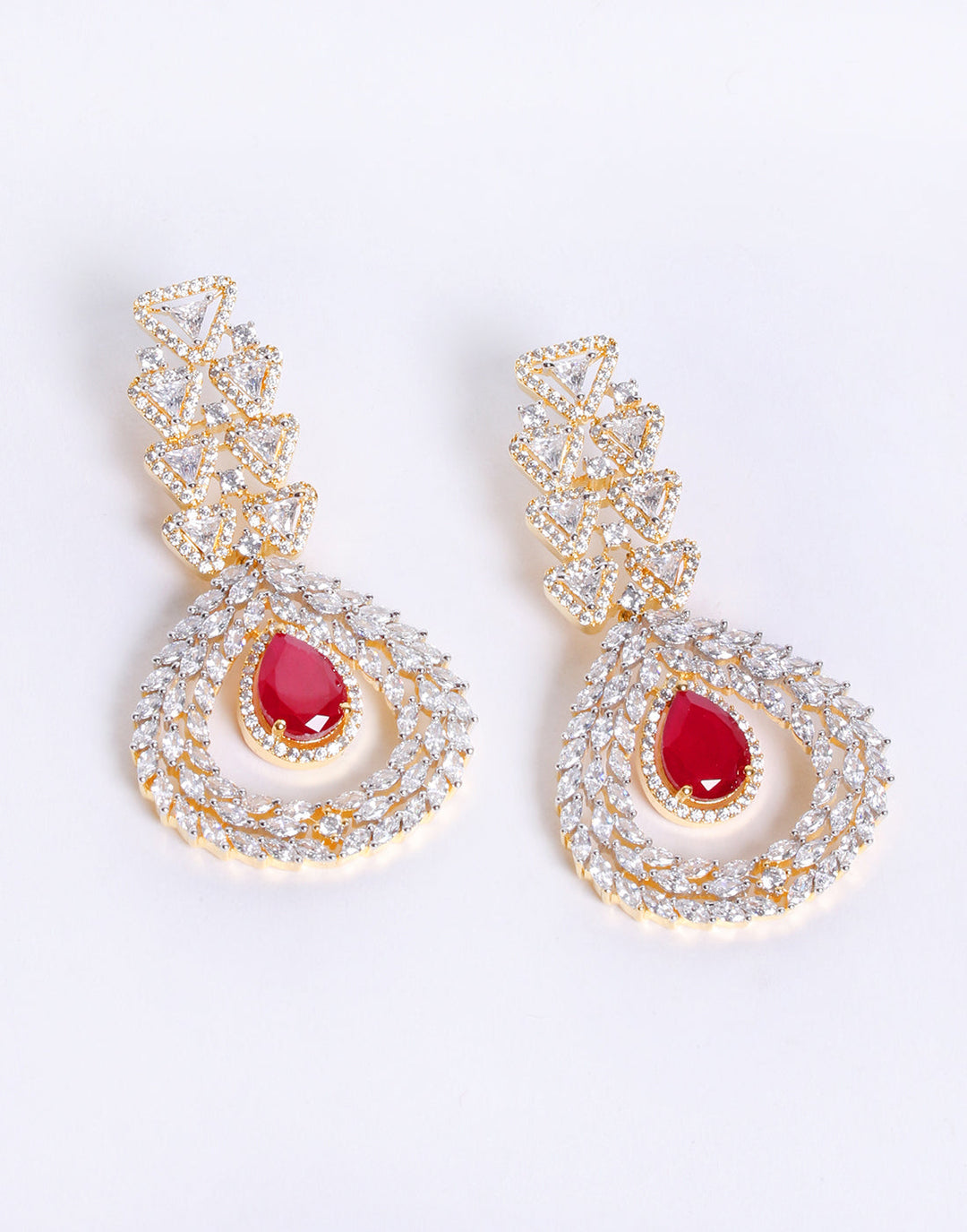 Beautiful Diamond Earrings With Ruby Stone