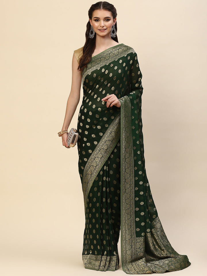 Zari Booti Georgette Plain Saree