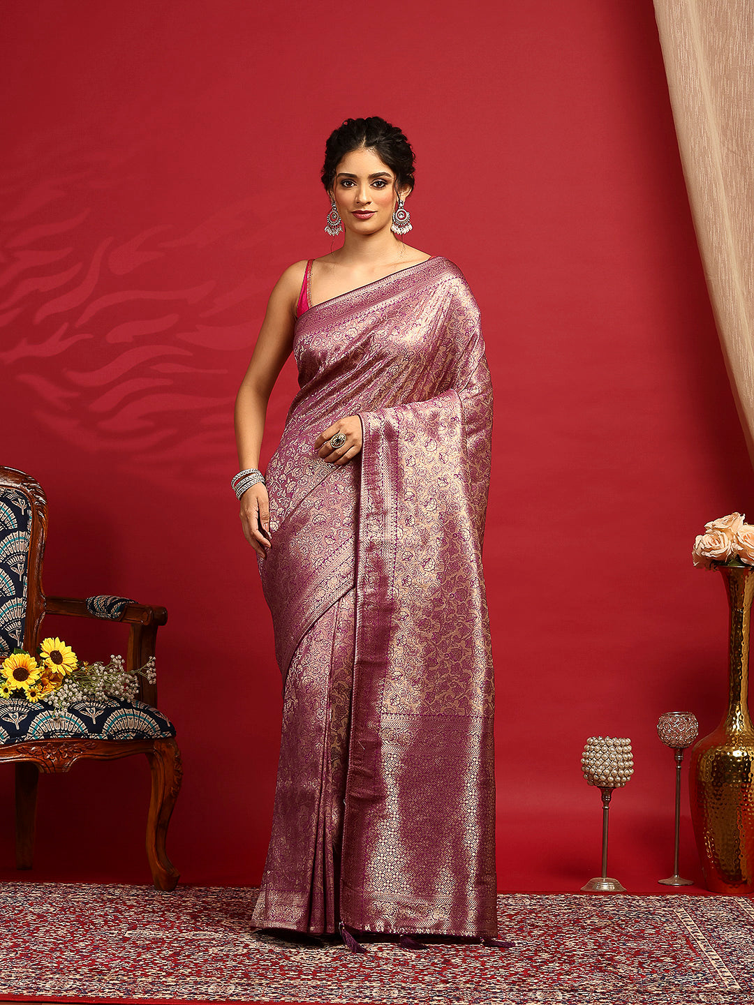 Woven Design Satin Saree