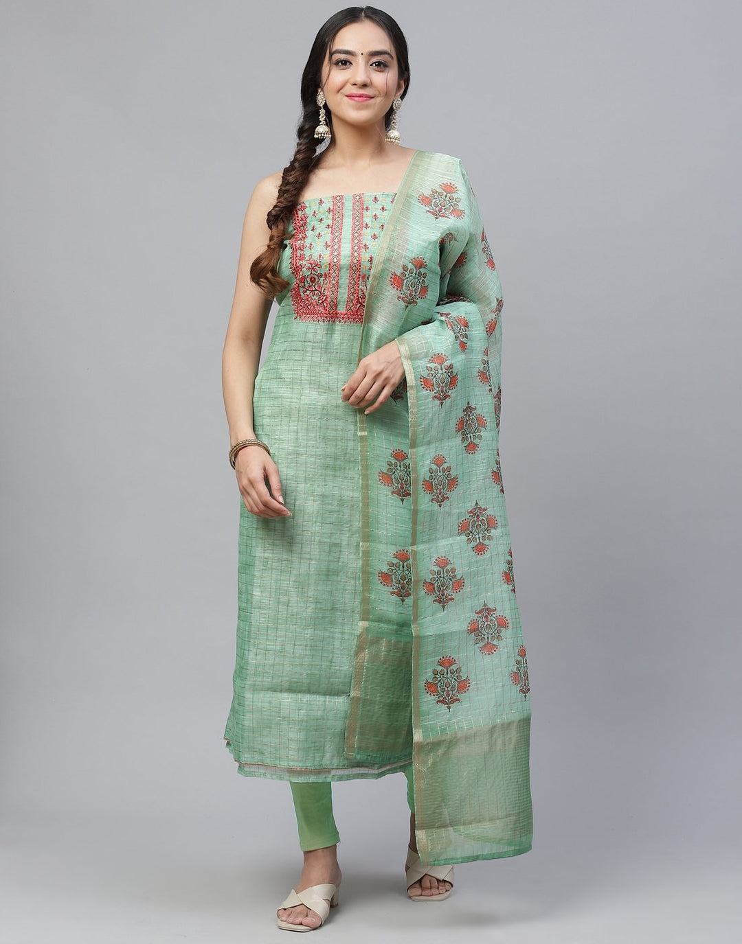 Chanderi Embroidered Suit Piece