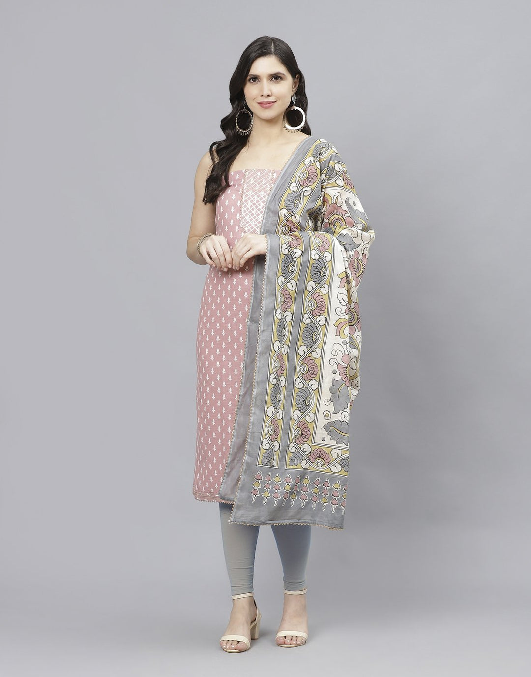 Printed Cotton Suit Piece With Dupatta