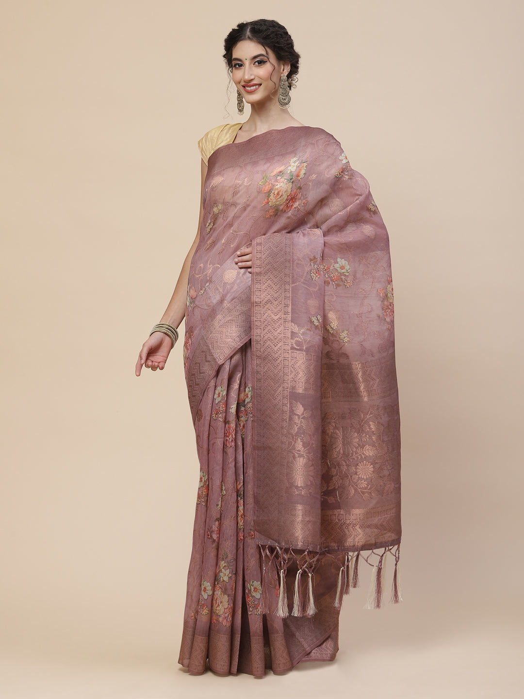 Floral Digital Printed Handloom Pallu Cotton Saree