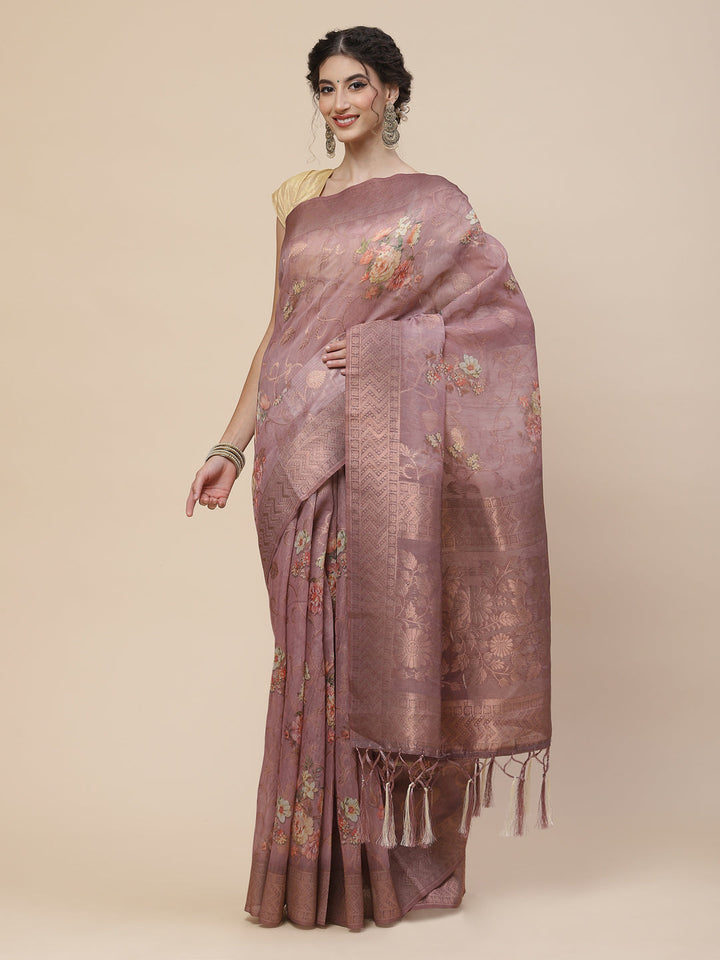 Floral Digital Printed Handloom Pallu Cotton Saree