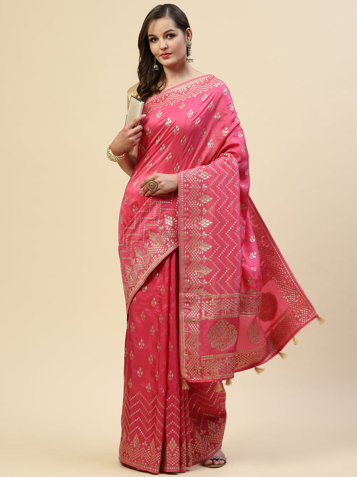 Zari Border Booti Handloom Woven Saree