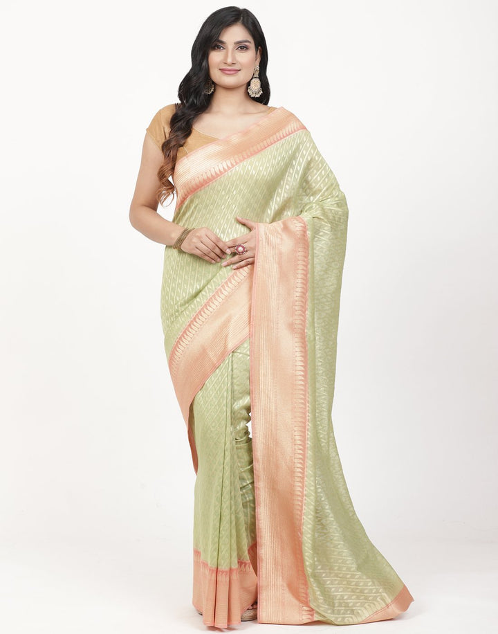 MBZ Meena Bazaar-Woven Cotton saree With Zari Boder Booti