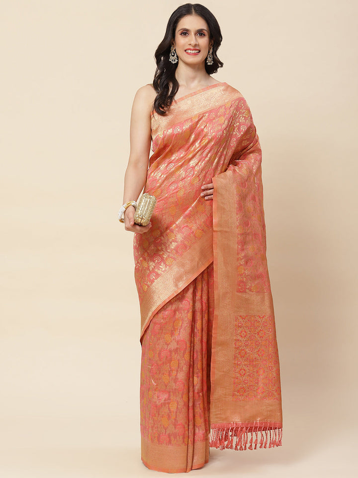 Floral Zari Jaal Woven Cotton Saree