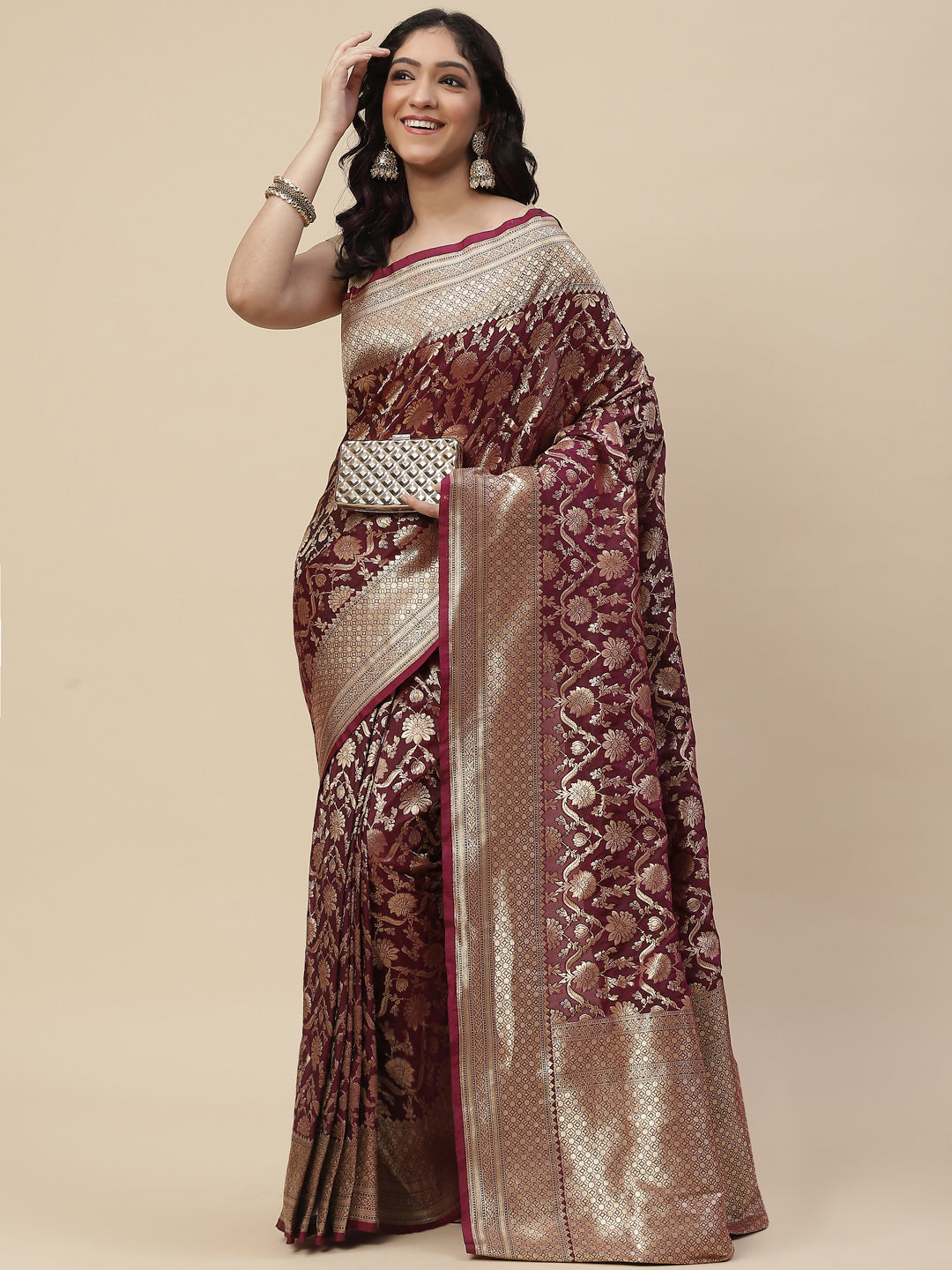 Zari Jaal Banarasi Woven Saree