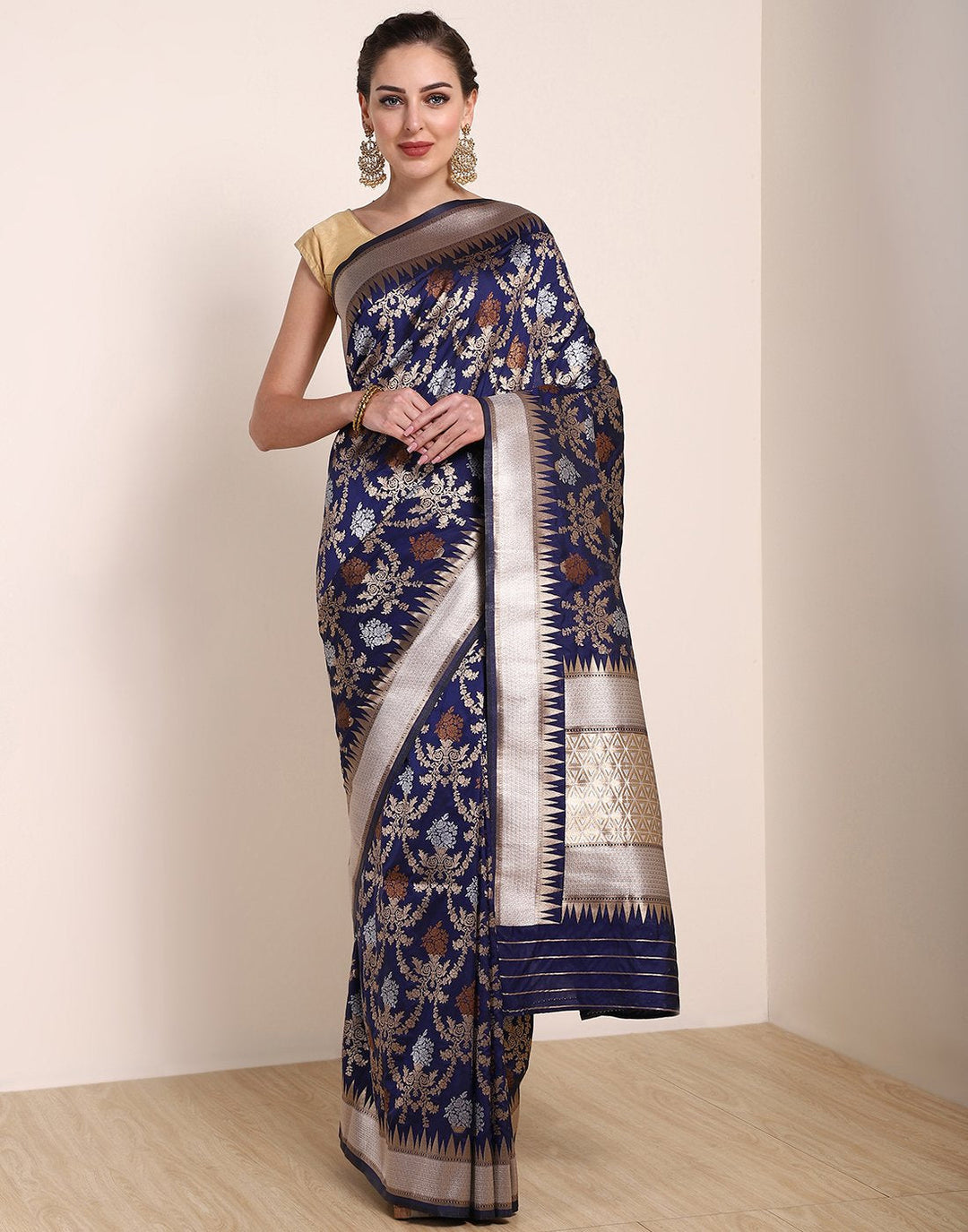 Navy Blue Banarasi Art Handloom Saree