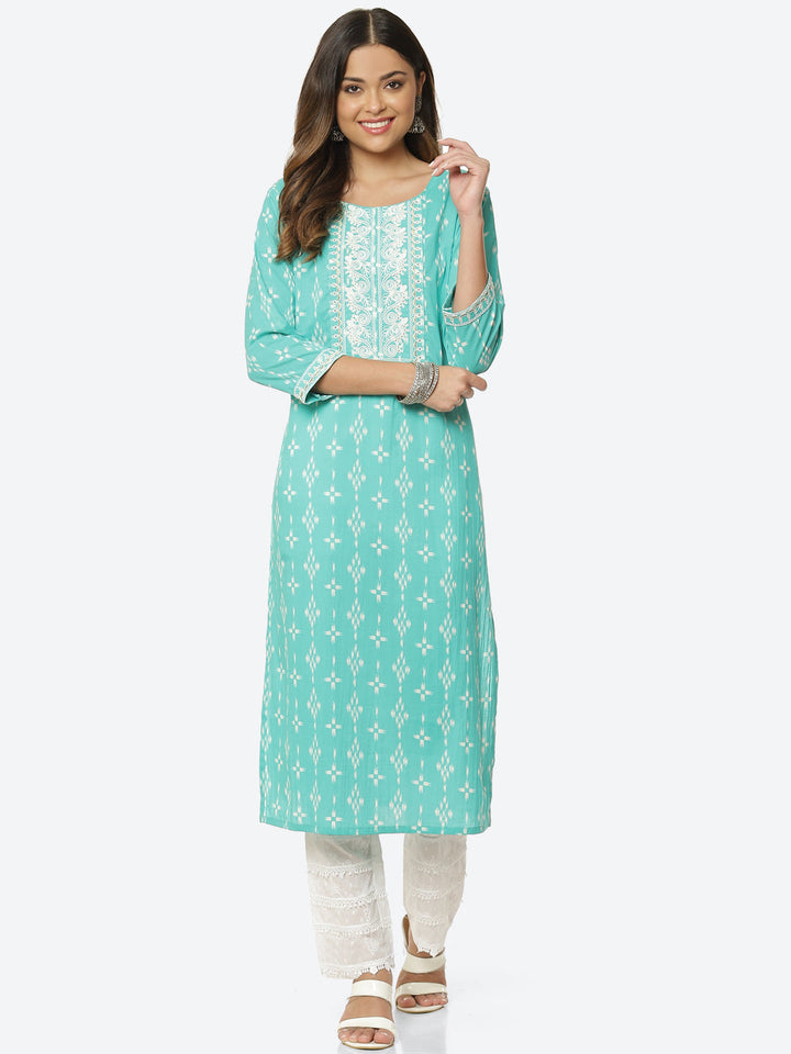 Sequin Work Printed Cotton Kurta